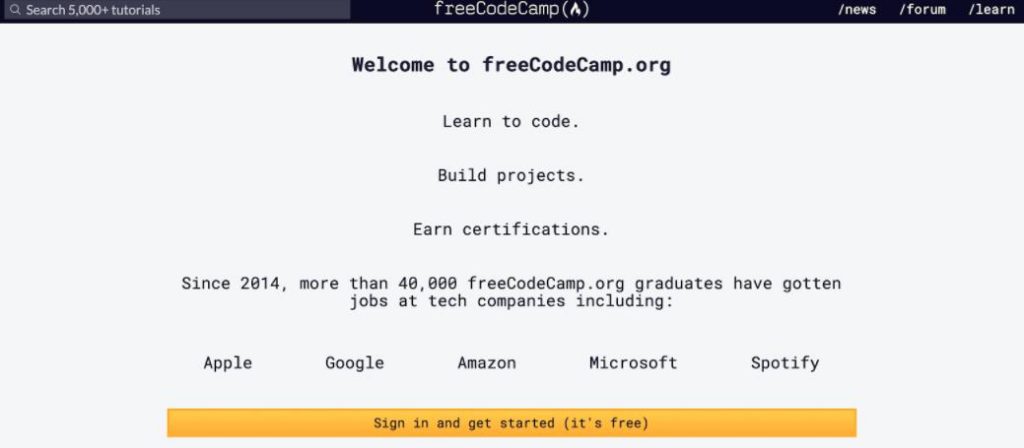 Code web free trên Free Code Camp