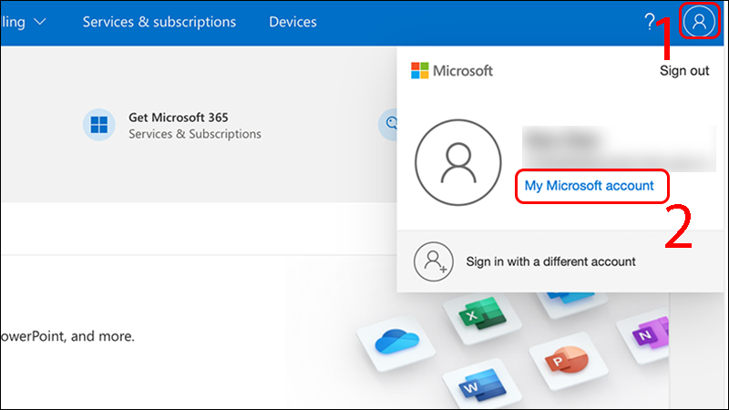 chọn My Microsoft account