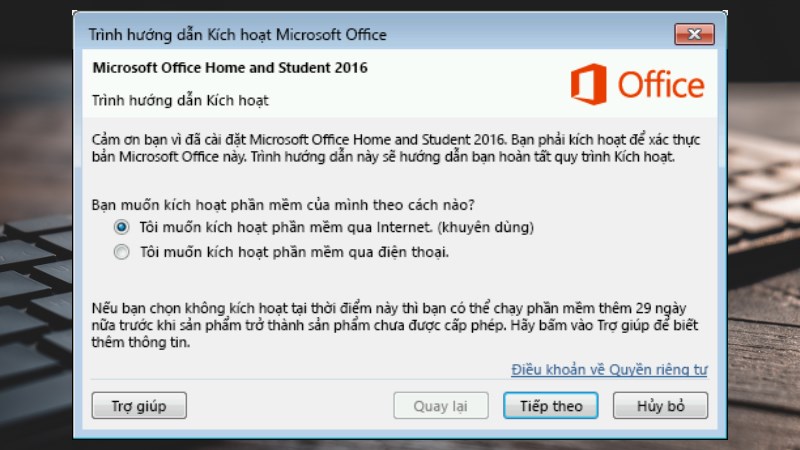 tiến hành kích hoạt Microsoft 365